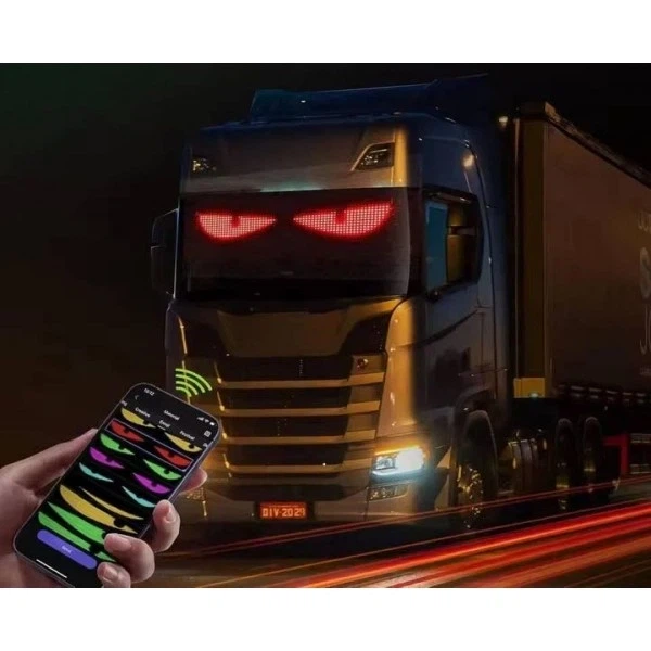 LED-матриця «Очі диявола» 348х102 мм — світлодіодна панель на скло автомобіля з Bluetooth-керуванням, анімація, кольорові ефекти, - зображення 3