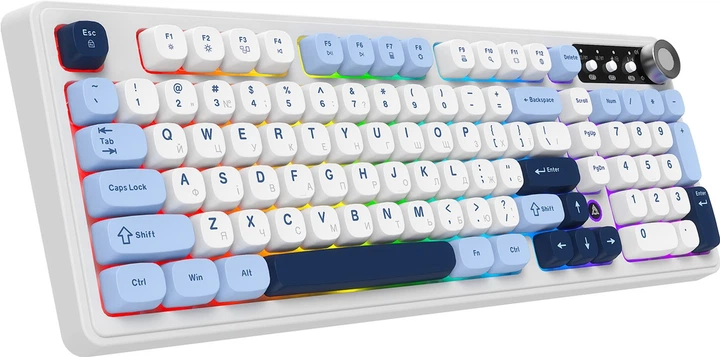 Klawiatura bezprzewodowa Ajazz AF98 PLUS USB/Bluetooth/Wireless White/Blue (AF98-PLUS-GB) - obraz 2