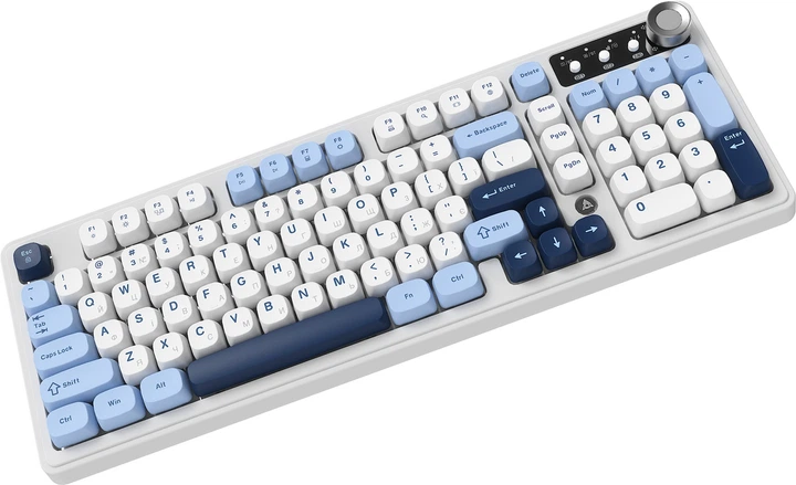 Klawiatura bezprzewodowa Ajazz AF98 PLUS USB/Bluetooth/Wireless White/Blue (AF98-PLUS-GB) - obraz 5