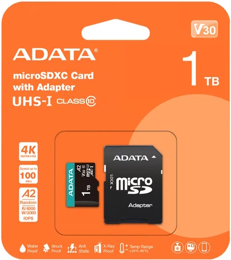 Karta pamięci microSD Adata Premier Pro 1TB z adapterem SD (AUSDX1TUI3V30SA2-RA1) - obraz 2