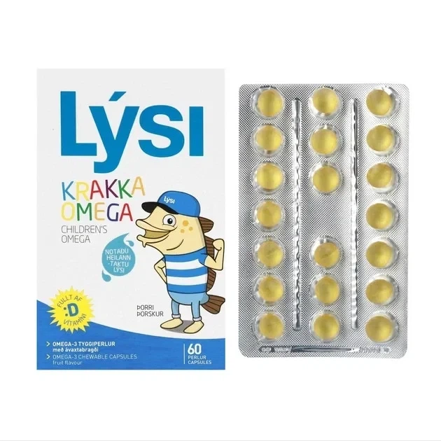 Омега 3 кислоты детям с витамином Д3, LYSI, 60 жевательных капсул с фруктовым вкусом (от 4 лет) - изображение 4