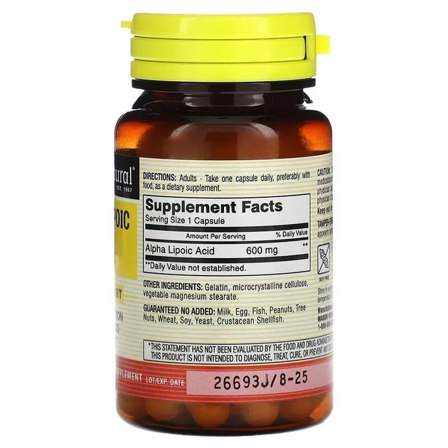 Альфа-липоевая кислота 600 мг, Alpha-Lipoic Acid, Mason Natural, 30 капсул - изображение 2
