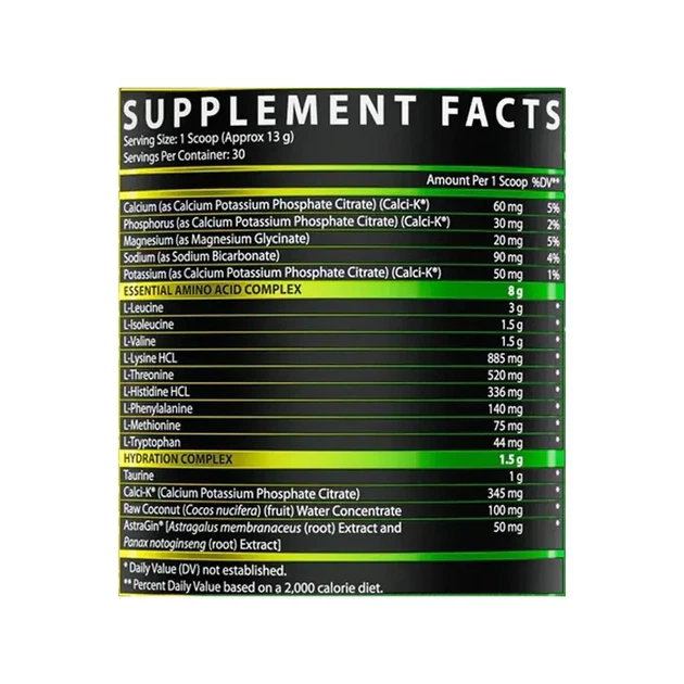 Образец аминокислот EAA с электролитами Hydration Nutrex Лимон-лайм 13 г - изображение 3