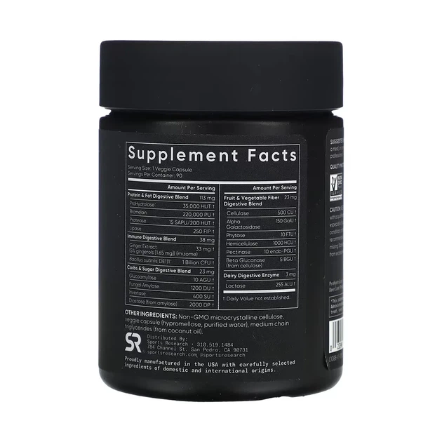 Ферменти для травлення та пробіотик Digestive Enzymes + Probiotic Sport Research, 90 капсул - зображення 2