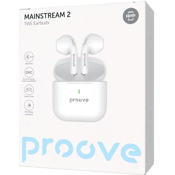 Бездротові навушники Proove Mainstream 2 TWS APP White Bluetooth 5.4 кейс 300 мАг (TWMS2001AP02) - зображення 4