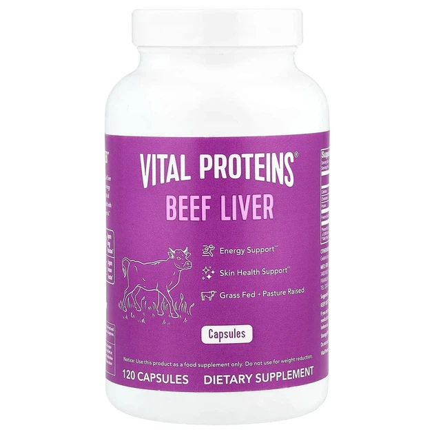 Печень говяжья, Beef Liver, Vital Proteins, 750 мг, 120 капсул - Фото 1 Печень говяжья, Beef Liver, Vital Proteins, 750 мг, 120 капсул - изображение 1