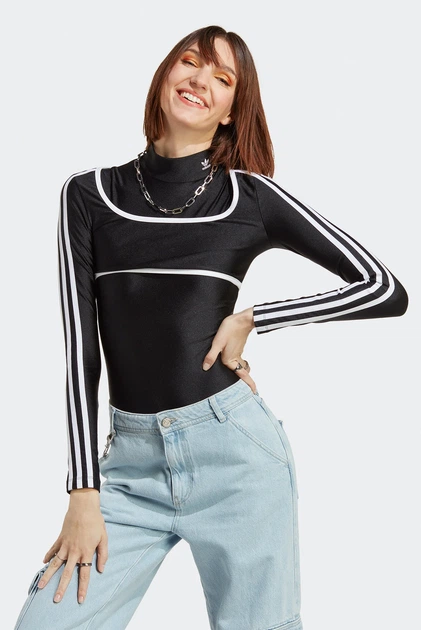 Жіночий лонгслів 2в1 Long Sleeve чорне боді в обтяжку нейлон Розмір L - Фото 4 Жіночий лонгслів 2в1 Long Sleeve чорне боді в обтяжку нейлон Розмір L - изображение 4