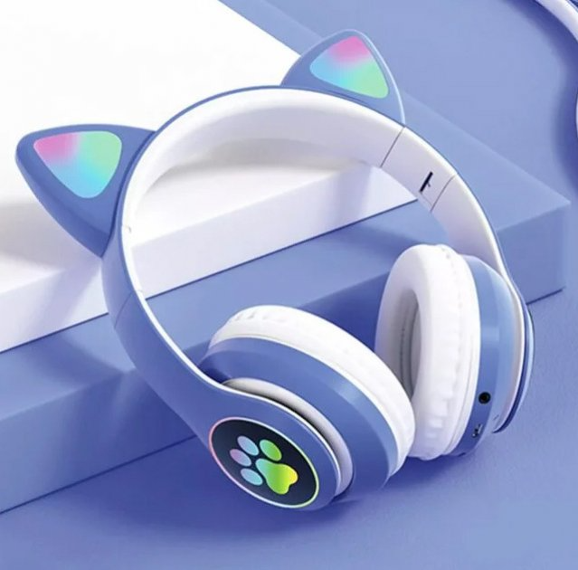 Навушники котячі вушка з RGB підсвічуванням CATEAR M23 Bluetooth бездротові Blue - зображення 3