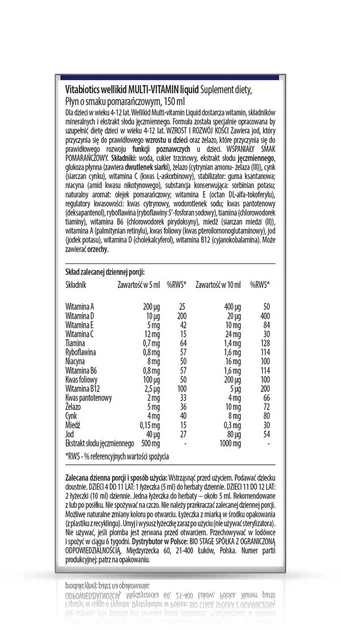 Suplement diety Vitabiotics Wellkid Multi-vitamin Liquid 150 ml (5021265246656) - obraz 2