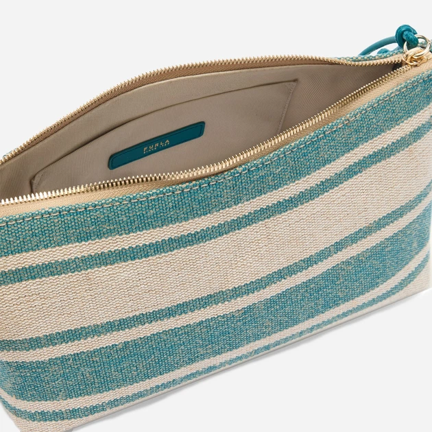 Сумка багет сідло жіноча тканинна середня Furla WE00865BX43534501S1007 Синя (800070358025) - зображення 3