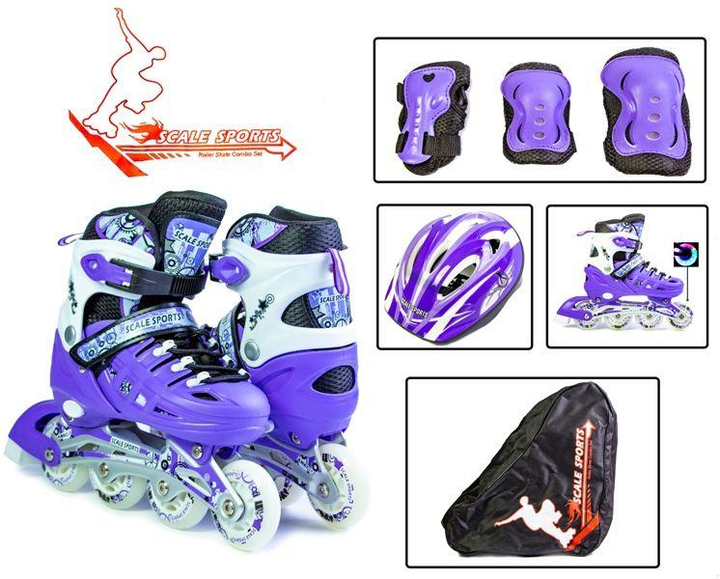 Детские ролики Scale Sports Violet комплект с защитой размер 29–33 - изображение 3