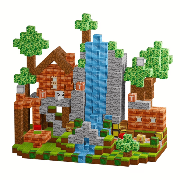 Магнитный конструктор Minecraft из 150 блоков с сюжетом Лес и панды, набор Minecraft для детей из 150 кубиков, развивающая игрушка в подарок - изображение 6