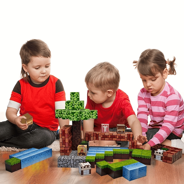 Магнитный конструктор Minecraft из 150 блоков с сюжетом Лес и панды, набор Minecraft для детей из 150 кубиков, развивающая игрушка в подарок - изображение 7
