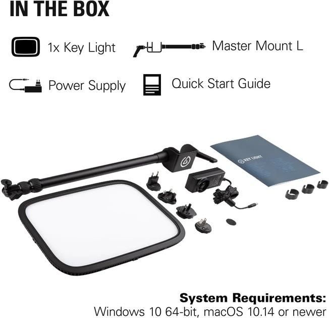 Лампа Elgato Key Light / 2800 люмен / 2900 - 7000К / Черный (100869739) - Б/У - изображение 8
