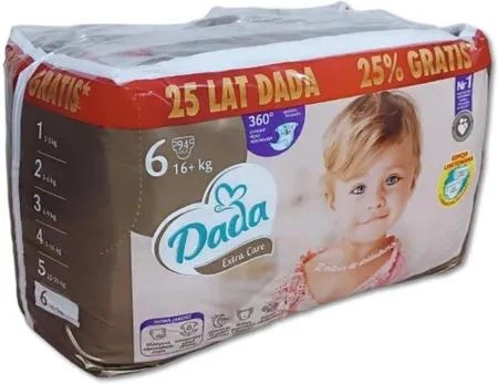Підгузки Dada extra care 6 розмір 94 шт 16+кг - Фото 1 Підгузки Dada extra care 6 розмір 94 шт 16+кг - зображення 1