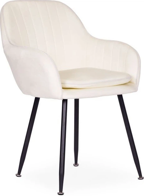 Krzesło welurowe ModernHome by Multistore Kremowe TH-DC-3 (5905817011735) - obraz 5