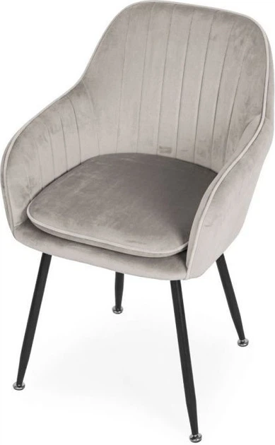 Krzesło welurowe ModernHome by Multistore Jasno-szare TH-DC-4 (5905817011742) - obraz 3