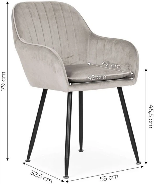 Krzesło welurowe ModernHome by Multistore Jasno-szare TH-DC-4 (5905817011742) - obraz 9