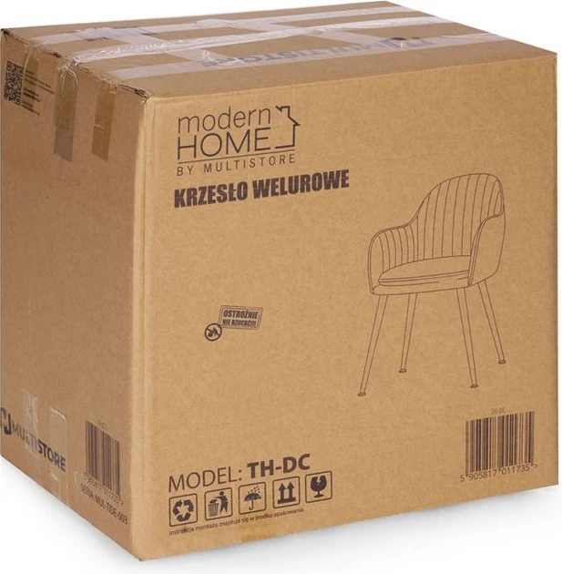 Krzesło welurowe ModernHome by Multistore Jasno-szare TH-DC-4 (5905817011742) - obraz 10