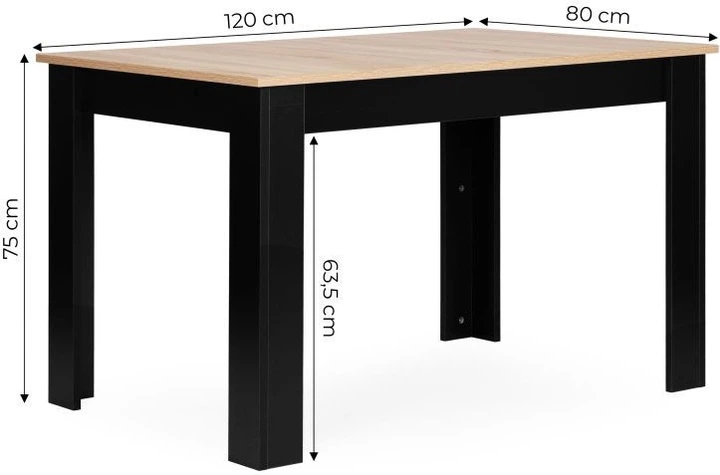 Stół do jadalni ModernHome by Multistore 120 x 80 cm Dąb sonoma TH-KT-16-1 (5905817011773) - obraz 6