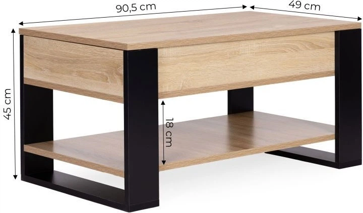 Stolik kawowy ModernHome by Multistore rozkładany 90 cm Dąb Sonoma TH-MST-16-1 (5905817011766) - obraz 8