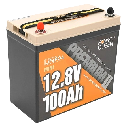 Акумулятор LiFePO4 Power Queen Mini 12.8В 100А•год 4000 циклів 1280 Вт IP65 Чорний - Фото 1 Акумулятор LiFePO4 Power Queen Mini 12.8В 100А•год 4000 циклів 1280 Вт IP65 Чорний - зображення 1