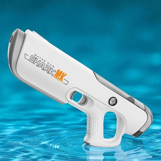 Водный пистолет электрический MHZ Shark 39 см. Бластер аккумуляторный с автоматическим набором воды, USB заряд - изображение 5