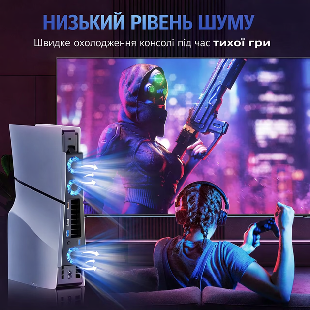 Вентилятор охлаждения TOPWOLF для PS5 Slim P5S033 с RGB подсветкой - задний кулер для PlayStation 5 Slim, USB - изображение 5