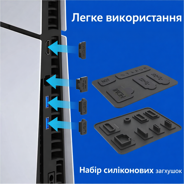 Пилозахисний комплектPS5 Slim / PS5 Pro — сітки вентилятора + заглушки USB HDMI LAN + накладки на стіки - Фото 8 Пилозахисний комплектPS5 Slim / PS5 Pro — сітки вентилятора + заглушки USB HDMI LAN + накладки на стіки - зображення 8