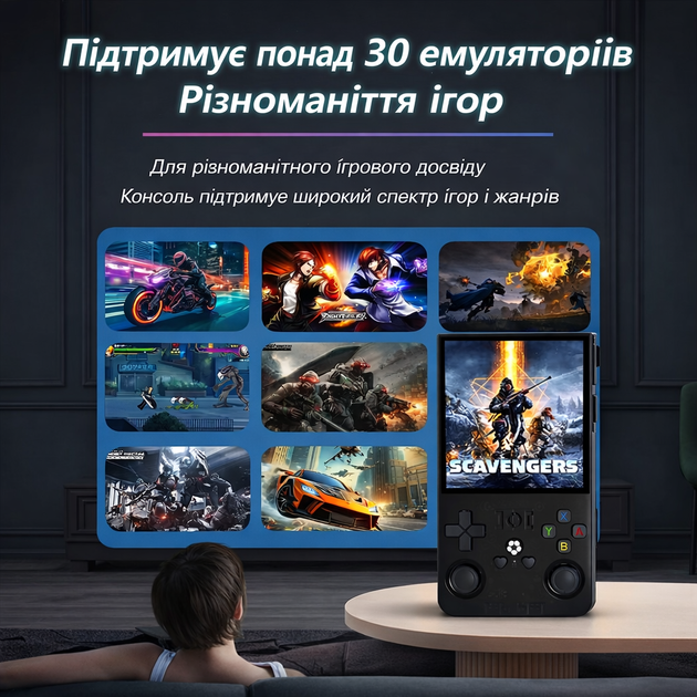 Портативная ретро игровая консоль R36 MAX, 4" IPS 720×720, 4000 mAh, 64GB + 18000+ игр, приставка + чехол + стекло - Фото 3 Портативная ретро игровая консоль R36 MAX, 4" IPS 720×720, 4000 mAh, 64GB + 18000+ игр, приставка + чехол + стекло - изображение 3
