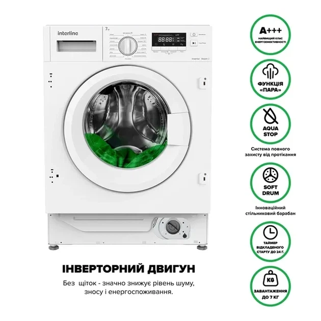 Вбудована пральна машина Interline WM 714016 PB Steam - изображение 4