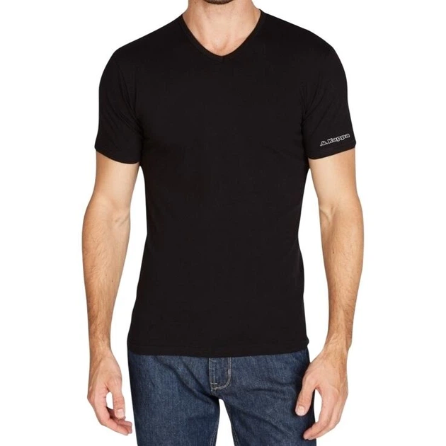 Футболка Kappa T-SHIRT MEZZA MANICA SCOLLO V чорна XL K1315 Nero - Фото 1 Футболка Kappa T-SHIRT MEZZA MANICA SCOLLO V чорна XL K1315 Nero - зображення 1