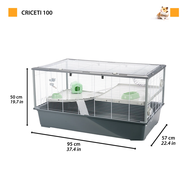 Клетка для грызунов Ferplast Criceti 100 с открывающейся крышей серая 95x57x50 см 57011911 - изображение 2