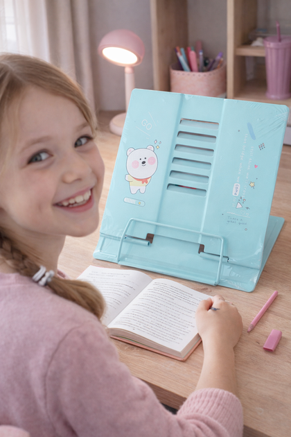 Підставка для книг металева "Bear" 20,8*18,8см, 555-328-B, блакитна. - Фото 3 Підставка для книг металева "Bear" 20,8*18,8см, 555-328-B, блакитна. - зображення 3