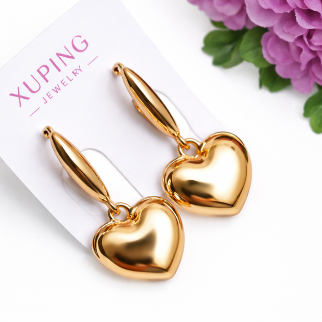 Серьги Xuping Jewelry длина 2.6см ширина 1.2см медицинское золото позолота 18К с1674 - Фото 1 Серьги Xuping Jewelry длина 2.6см ширина 1.2см медицинское золото позолота 18К с1674 - изображение 1