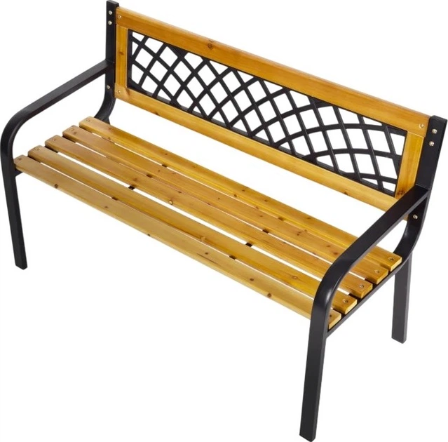 Drewniana ławka ogrodowa z ażurowym oparciem ModernHome by Multistore 118 x 52 cm (WYI-XG2090) - obraz 3