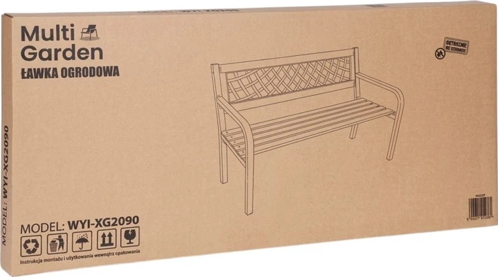 Drewniana ławka ogrodowa z ażurowym oparciem ModernHome by Multistore 118 x 52 cm (WYI-XG2090) - obraz 6