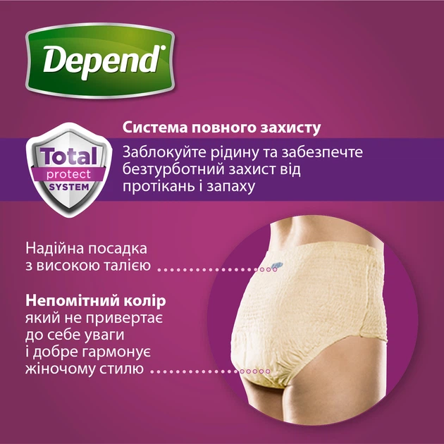 ROZETKA | Вбираюча спідня білизна Depend для жінок L 9 шт
