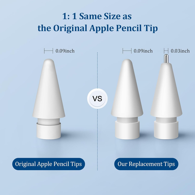 Сменные наконечники для Apple Pencil Pro/2/1/USB-C, 4 шт (POM+ метал), 0.78 мм, износостойкие, точный контроль - изображение 5