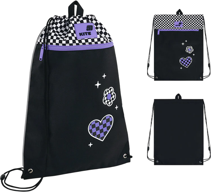 Сумка для взуття Kite Flower Power 46х33 см Чорна (K26-601M-41) - зображення 2