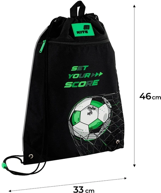 Сумка для взуття Kite Football 46х33 см Чорна (K26-601M-39) - Фото 3 Сумка для взуття Kite Football 46х33 см Чорна (K26-601M-39) - зображення 3