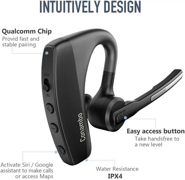 Моно гарнітура Conambo K10C Bluetooth Чорна - Фото 4 Моно гарнітура Conambo K10C Bluetooth Чорна - зображення 4