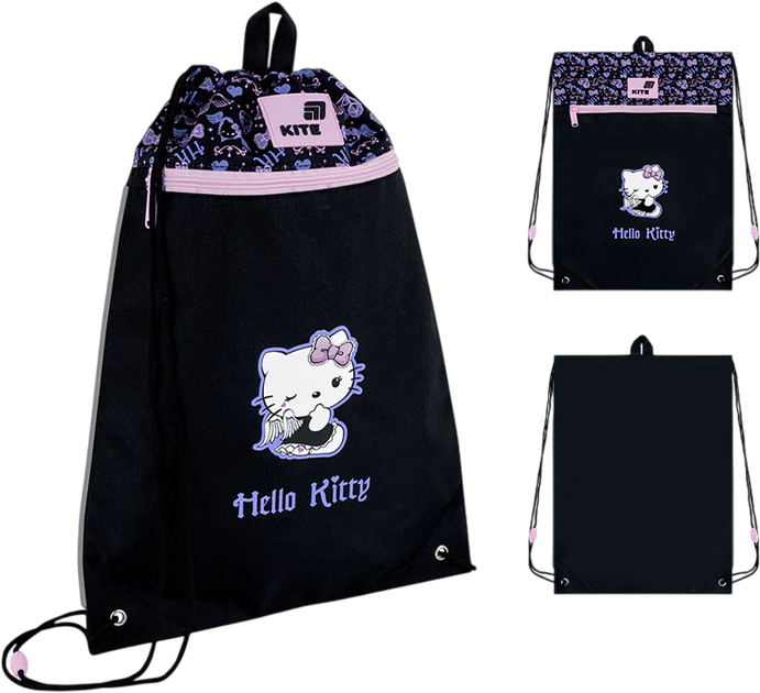 Сумка для взуття Kite Hello Kitty 46х33 см Чорна (HK26-601M-7) - Фото 2 Сумка для взуття Kite Hello Kitty 46х33 см Чорна (HK26-601M-7) - зображення 2
