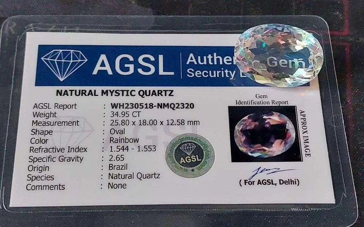 Радужный кварц 34.95 Ct Сертификат (325987) - изображение 3