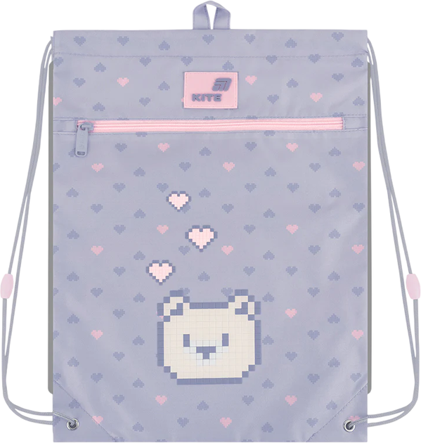 Сумка для взуття Kite Pixel Love 46х33 см Сіра (K26-601M-18) - Фото 4 Сумка для взуття Kite Pixel Love 46х33 см Сіра (K26-601M-18) - зображення 4