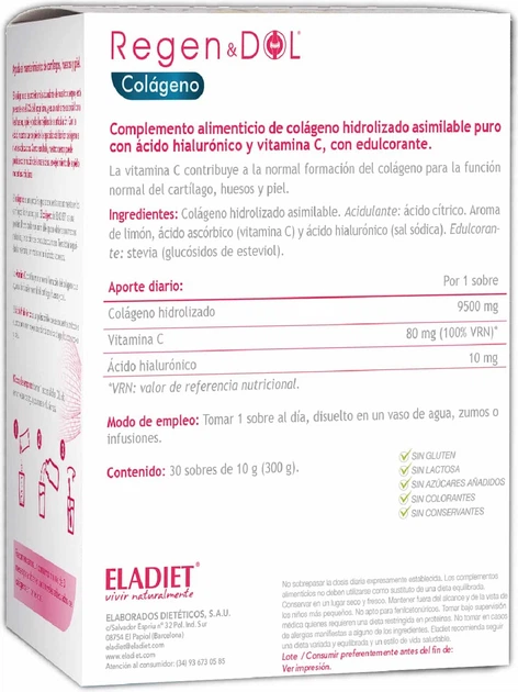 Suplement diety Eladiet Regendol Colageno 30 saszetek (8420101217152) - obraz 2