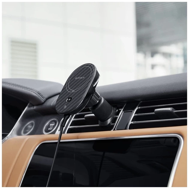 Автотримач з функцією бездротової зарядки Pitaka MagEZ Pro 2 15W Black Grey with MagSafe (CM2402N) - Фото 7 Автотримач з функцією бездротової зарядки Pitaka MagEZ Pro 2 15W Black Grey with MagSafe (CM2402N) - зображення 7