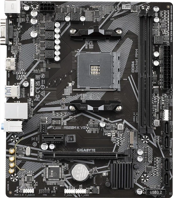 Материнська плата GIGABYTE A520M K V2 - Фото 1 Материнська плата GIGABYTE A520M K V2 - зображення 1