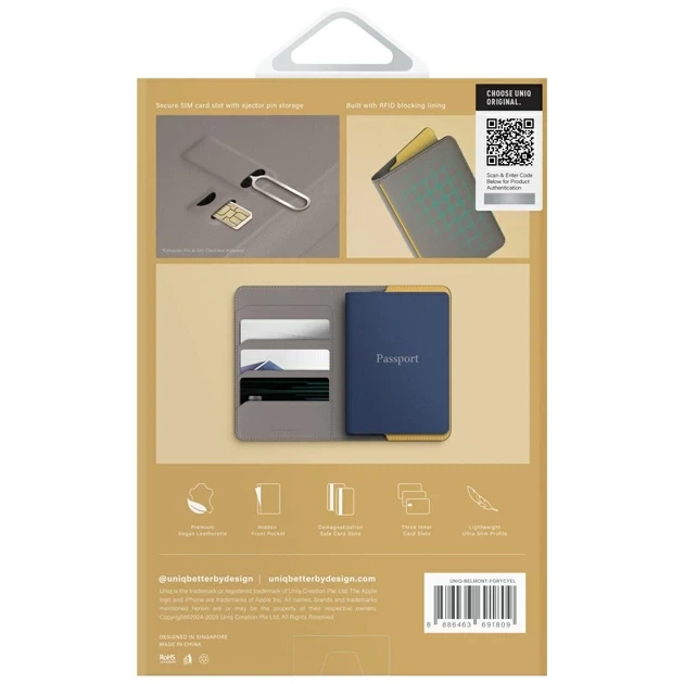 Обкладинка для паспорта Uniq Belmont RFID Grey Yellow (UNIQ-BELMONT-FGRYCYEL) - зображення 7
