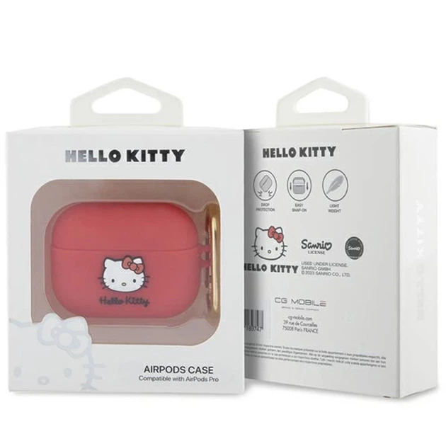 Чохол для навушників Hello Kitty Silicone 3D Kitty Head для AirPods Pro Fuchsia (HKAP3DKHSF) - зображення 3